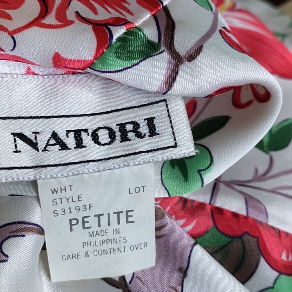 Women’s NATORI robe PETITE long floral silky beautiful - Picture 7 of 9